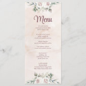 Boho Blush Roze Bloemen Bruiloftsmenu Kaart (Voorkant)