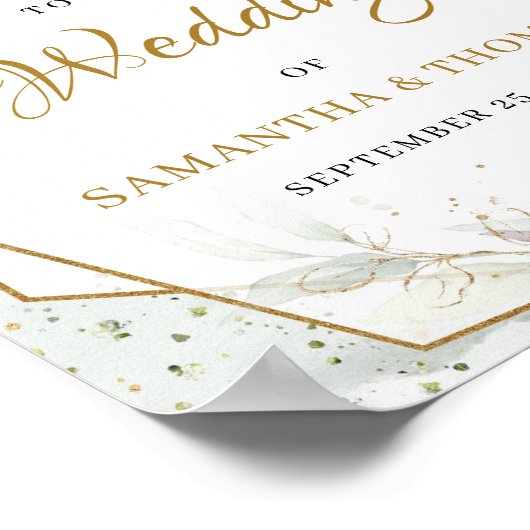 Boho blush roze bloemen en eucalyptus en goud poster (Hoek)