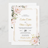 Boho Blush roze bloemen en goud glitter elegant Kaart (Voorkant / Achterkant)