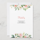 Boho Blush Roze Bloemen en Groen Modern Baby Kaart (Achterkant)