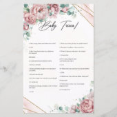 Boho blush roze bloemen eucalyptus Baby trivia (Achterkant)