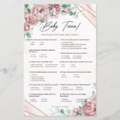 Boho blush roze bloemen eucalyptus Baby trivia (Voorkant)