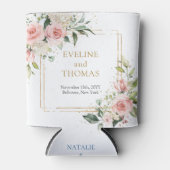 Boho Blush roze bloemen eucalyptus en goud Blikjeskoeler (Voorkant)