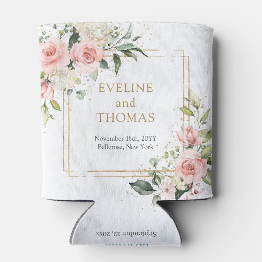 Boho Blush roze bloemen eucalyptus en goud Blikjeskoeler (Achterkant)