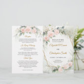 Boho blush roze bloemen Eucalyptus Gold lijst (Staand voorkant)