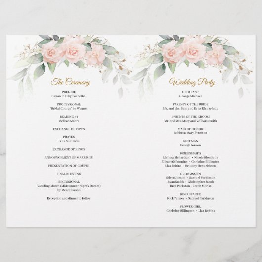 Boho blush roze bloemen Eucalyptus Gold lijst (Achterkant)