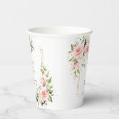 Boho Blush roze bloemen eucalyptus gouden bruiloft Papieren Bekers (Rechts)