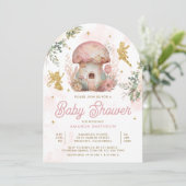 Boho Blush Roze Bloemen Goud Sprookjesboog Baby sh Kaart (Staand voorkant)