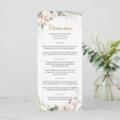 Boho Blush roze Bloemen Groen Goud Lijst Bruiloft Menu (Staand voorkant)
