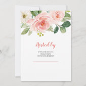 Boho Blush Roze Bloemen Groen Het is een Meisje Ba Kaart (Achterkant)