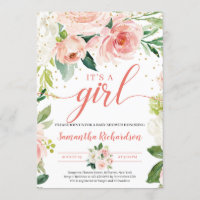 Boho Blush Roze Bloemen Groen Het is een Meisje Ba