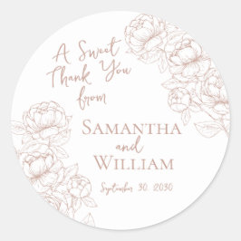 Boho Blush Roze Bloemen Huwelijk Dank u gunst Ronde Sticker