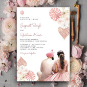 Boho Blush Roze Bloemen Indiaas Punjabi Sikh Bruil Kaart
