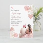Boho Blush Roze Bloemen Indiaas Punjabi Sikh Bruil Kaart (Staand voorkant)