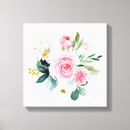 Boho blush roze bloemen kids Canvas Print (Voorkant)