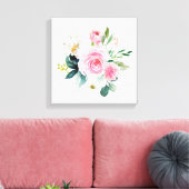 Boho blush roze bloemen kids Canvas Print (Insitu (Woonkamer))