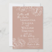Boho Blush Roze Bloemen Moderne foto bruiloft Kaart (Voorkant)