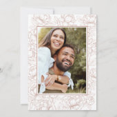 Boho Blush Roze Bloemen Moderne foto bruiloft Kaart (Achterkant)