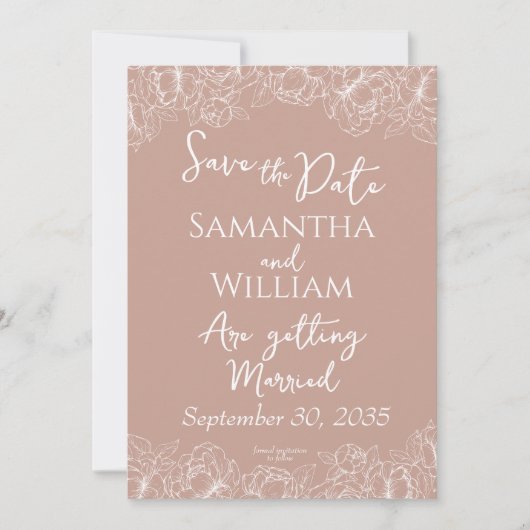Boho Blush Roze Bloemen Moderne foto bruiloft Save The Date (Voorkant)