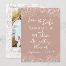Boho Blush Roze Bloemen Moderne foto bruiloft Save The Date