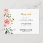 Boho Blush Roze Bloemen Rozen Gouden Geometrische  Informatiekaartje (Voorkant)