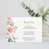 Boho Blush Roze Bloemen Rozen Gouden Geometrische Informatiekaartje (Staand voorkant)