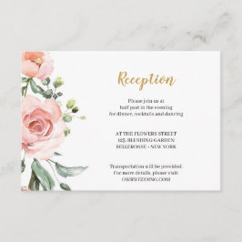 Boho Blush Roze Bloemen Rozen Gouden Geometrische  Informatiekaartje