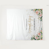 Boho blush roze bloemen rozen groen baby shower wandkleed (Voorkant (horizontaal))