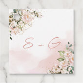 Boho blush roze bloemenbruiloft initialen monogram bedankjes labels (Voorkant)