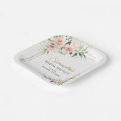 Boho Blush roze bloemeneucalyptus goud Bridal Papieren Bordje (Gebogen)