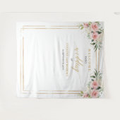 Boho Blush roze bloemeneucalyptus goud Bruiloft Wandkleed (Voorkant (horizontaal))