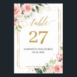 Boho Blush roze bloemeneucalyptus goud Kaart<br><div class="desc">Verras gasten voor uw bruiloft met dit charmante ontwerp voor tafelnummers met deze schattige waterverf Waterverf handgeschilderde bloesems rozen pioenrozen gemengd salie eucalyptus groen en gecombineerd modern schrift belettering. Show ze dat ze uw speciale aandacht en geef ze een onvergetelijke feestmomenten. Aarzel niet om contact met mij op te nemen...</div>