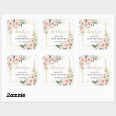 Boho Blush roze bloemeneucalyptus gouden Baby show Vierkante Sticker (Vel)