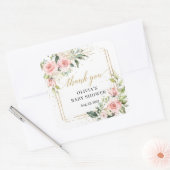 Boho Blush roze bloemeneucalyptus gouden Baby show Vierkante Sticker (Envelop)