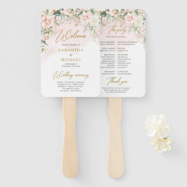 Boho Blush roze bloemeneucalyptus gouden programma Handwaaier