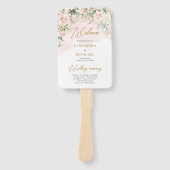 Boho Blush roze bloemeneucalyptus gouden programma Handwaaier (Voorkant)