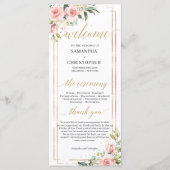 Boho Blush roze bloemeneucalyptus gouden programma Programmakaart (Voorkant)