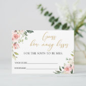 Boho blush roze bloemengoud hoeveel kussen informatiekaartje (Staand voorkant)