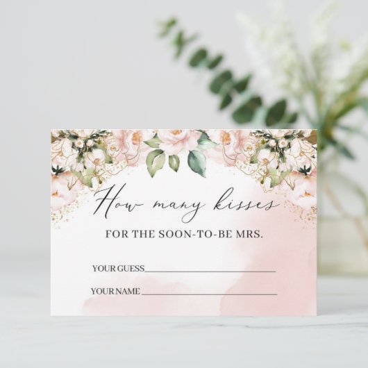 Boho blush roze bloemengoud hoeveel kussen kaart (Staand voorkant)