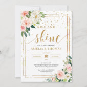Boho blush roze bloemengoud lijst stijgen en glanz kaart (Voorkant)