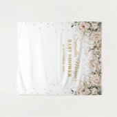 Boho blush roze bloemengouden bladeren baby shower wandkleed (Voorkant (horizontaal))