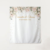 Boho blush roze bloemengouden bladeren boho bruilo wandkleed (Voorkant)