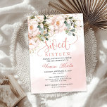 Boho blush roze bloemengouden bladeren zoet zestie kaart<br><div class="desc">Maak je klaar om in stijl te vieren met de Boho blush roze bloemengouden bladeren Sweet Sixteen uitnodiging! Dit prachtige ontwerp legt de essentie van avontuur en plezier vast met zijn delicate bloemdetails en elegante gouden bladeren. Of je nu een wild outdoor avontuur of een chique tuinfeest plant, deze uitnodiging...</div>