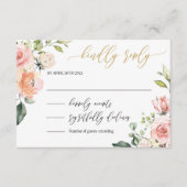 Boho blush roze bloemengouden letters bruiloft rsv informatiekaartje (Voorkant)