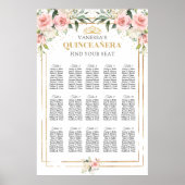 Boho blush roze bloemengouden tiara Quinceanera Poster (Voorkant)