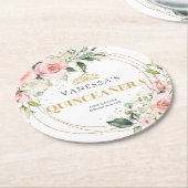 Boho Blush roze bloemengouden tiara salie Quincean Ronde Kartonnen Onderzetter (Gebogen)