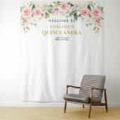 Boho Blush roze bloemengouden tiara salie Quincean Wandkleed (In situ)