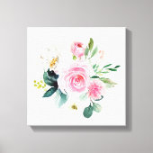 Boho blush roze bloemengroen kinder Canvas Print (Voorkant)
