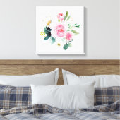 Boho blush roze bloemengroen kinder Canvas Print (Insitu (Slaapkamer))