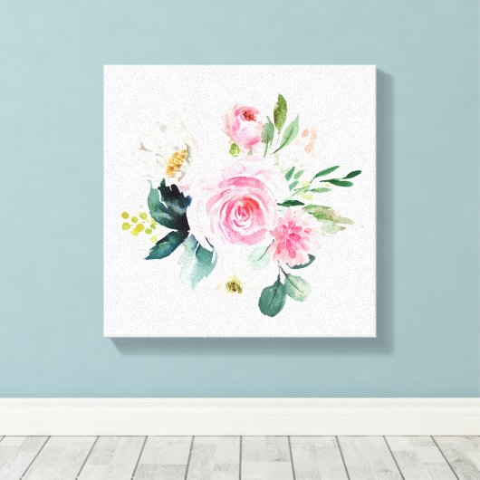 Boho blush roze bloemengroen kinder Canvas Print (Insitu (Houten vloer))